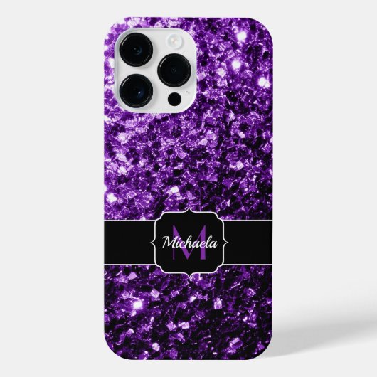 Coque Pour Pour iPhone 14 Pro Max Flamme de parties scintillant violet foncé scintil (Verso)