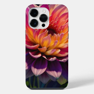 Coque Pour Pour iPhone 14 Pro Max Fleur de dahlia orange et rose chaud