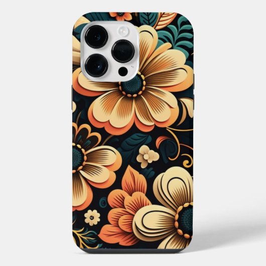 Coque Pour Pour iPhone 14 Pro Max Fleur de pouvoir rétro boho (Verso)