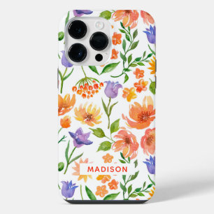 Coque Pour Pour iPhone 14 Pro Max Fleur personnalisée aquarelle moderne colorée