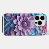 COQUE POUR POUR iPhone 14 PRO MAX FLEURS 3-D DE COULEUR VIOLET ROSE BLEU EN PAPIER (Verso Horizontal)