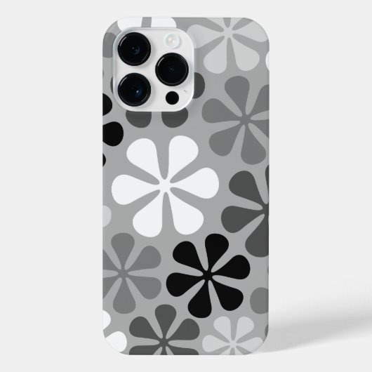 Coque Pour Pour iPhone 14 Pro Max Fleurs Abstraites Gris noir blanc (Verso)