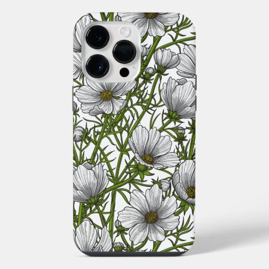 Coque Pour Pour iPhone 14 Pro Max Fleurs de cosmos blanches (Verso)