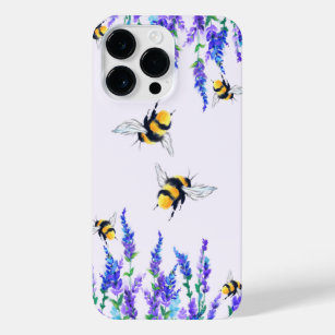Coque Pour Pour iPhone 14 Pro Max Fleurs de printemps et abeilles volent