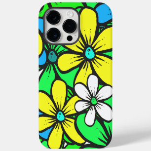 Coque Pour Pour iPhone 14 Pro Max Fleurs d'été assez brillantes Bleu Jaune et Vert