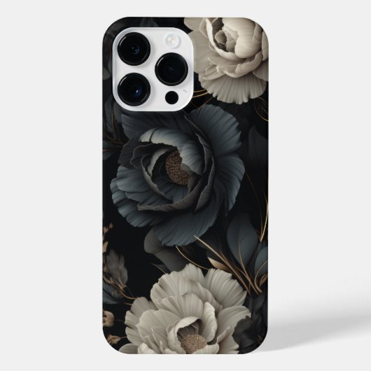 Coque Pour Pour iPhone 14 Pro Max Fleurs noires et blanches (Verso)