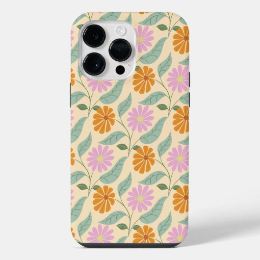 Coque Pour Pour iPhone 14 Pro Max Fleurs printanières rétro (Verso)