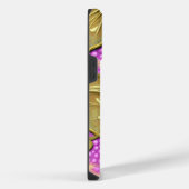 Coque Pour Pour iPhone 14 Pro Max Fleurs roses et papillons dorés Nom (Côté droit)