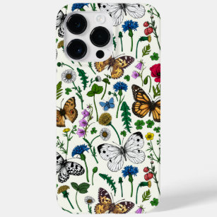 Coque Pour Pour iPhone 14 Pro Max Fleurs sauvages et papillons