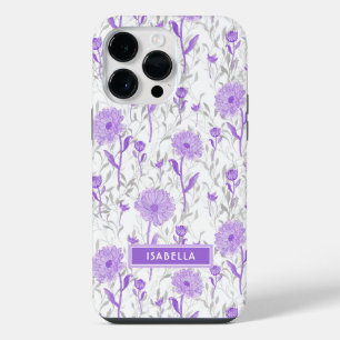 Coque Pour Pour iPhone 14 Pro Max Fleurs Violettes Modernes Féminines Fleuris Élégan