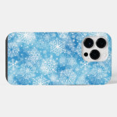 Coque Pour Pour iPhone 14 Pro Max Flocons de neige sur fond bleu (Verso Horizontal)