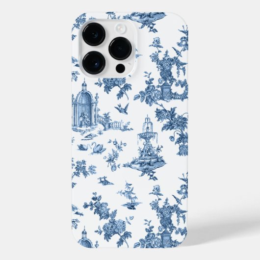 Coque Pour Pour iPhone 14 Pro Max Fontaines et arbres fantastiques vintages bleu toi (Verso)