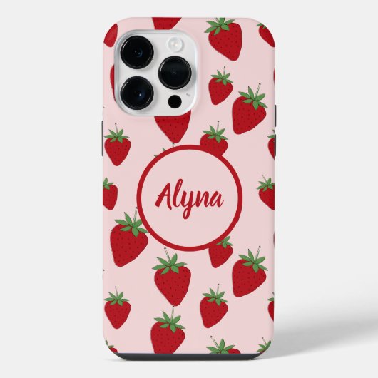 Coque Pour Pour iPhone 14 Pro Max Fraise rose mignonne (Verso)