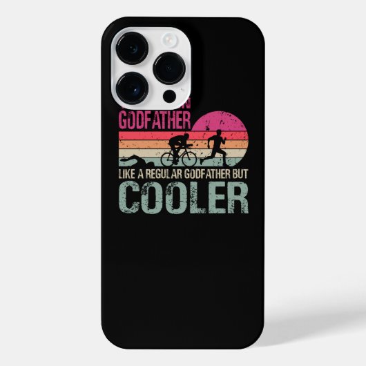Coque Pour Pour iPhone 14 Pro Max Funny Triathlon Godfather Swim Bike Run Triathlète (Verso)
