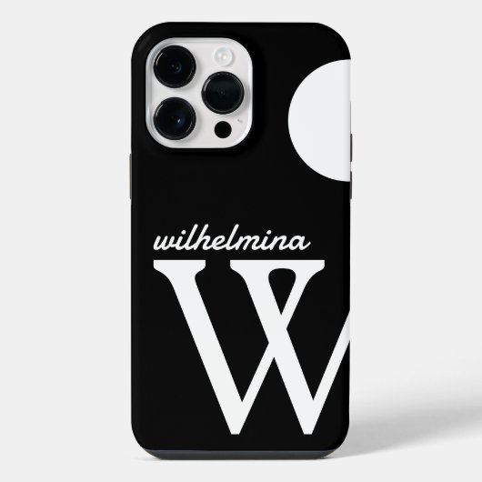 Coque Pour Pour iPhone 14 Pro Max Géant Monogramme Simple Noir et Blanc (Verso)