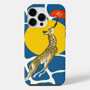 Coque Pour Pour iPhone 14 Pro Max Girafe Volante Parapluie Rouge Motif Girafe Marron