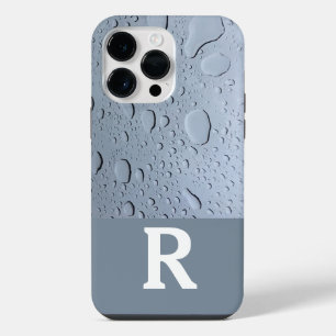 Coque Pour Pour iPhone 14 Pro Max Gouttes d'eau Monogramme Abstrait Initiales Gris P