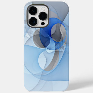 Coque Pour Pour iPhone 14 Pro Max Graphisme d'art fractal abstrait bleu gris moderne