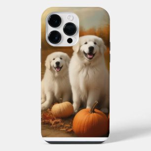 Coque Pour Pour iPhone 14 Pro Max Great Pyrenees chiot Autumn Delight Citrouille 