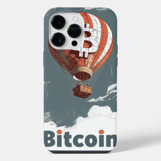 Coque Pour Pour iPhone 14 Pro Max Grunge Bitcoin hot air balloon Blockchain design