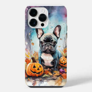 Coque Pour Pour iPhone 14 Pro Max Halloween Bouledogue Français Avec Citrouilles Épo