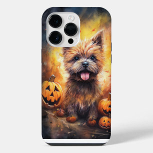 Coque Pour Pour iPhone 14 Pro Max Halloween Cairn Terrier Avec La Peur Citrouille