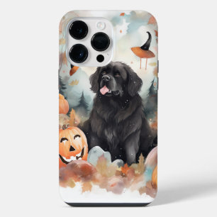Coque Pour Pour iPhone 14 Pro Max Halloween Terre-Neuve avec la peur Citrouille