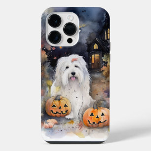 Coque Pour Pour iPhone 14 Pro Max Halloween vieux chien anglais avec la peur Citroui