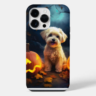 Coque Pour Pour iPhone 14 Pro Max Halloween Yorkipoo Avec La Peur Citrouille
