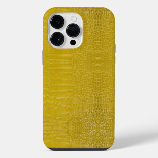 Coque Pour Pour iPhone 14 Pro Max Impression de texture d'alligator jaune (Verso)