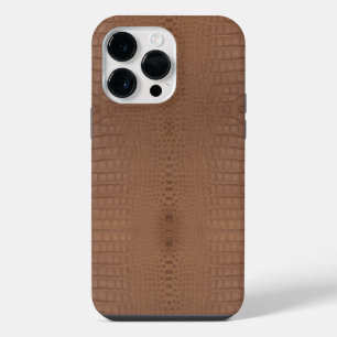 Coque Pour Pour iPhone 14 Pro Max Impression de texture de cuir d'alligator bronzé