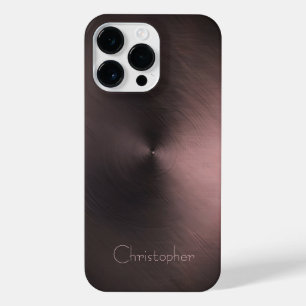 Coque Pour Pour iPhone 14 Pro Max Impression en acier inoxydable noir et bronze en t