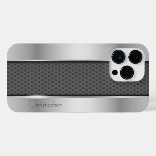 Coque Pour Pour iPhone 14 Pro Max Impression en acier inoxydable titane (Verso Horizontal)