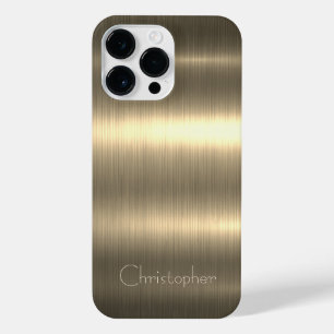 Coque Pour Pour iPhone 14 Pro Max Impression en acier inoxydable titane or
