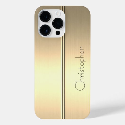 Coque Pour Pour iPhone 14 Pro Max Impression en acier inoxydable titane or (Verso)