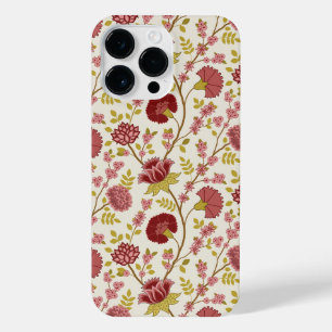 Coque Pour Pour iPhone 14 Pro Max Jacobean Floral Pattern Rouge Rose Gold Crème