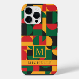 Coque Pour Pour iPhone 14 Pro Max Jaune Vert Rouge Noir Géométrique Personnalisable