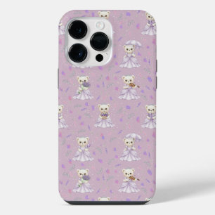 Coque Pour Pour iPhone 14 Pro Max Joli motif d'ours princesse lavande