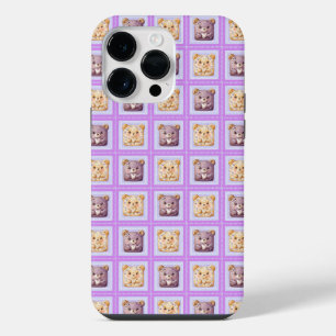 Coque Pour Pour iPhone 14 Pro Max Joli ours en peluche patchwork lavande myrtille