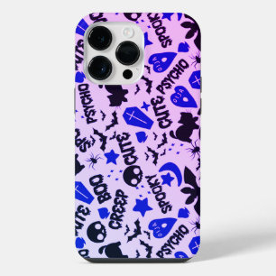 Coque Pour Pour iPhone 14 Pro Max Jolie et amusante Halloween violet, bleu et noir