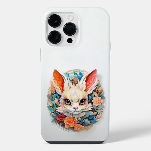Coque Pour Pour iPhone 14 Pro Max Jolie Jerboa avec fleurs découpées en papier (Verso)