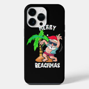 Coque Pour Pour iPhone 14 Pro Max Joyeuse plage Noël en juillet drôle Santa Xmas Poo