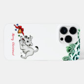 Coque Pour Pour iPhone 14 Pro Max Joyeux Noël ! Chiot avec Bell et Ball (Verso Horizontal)