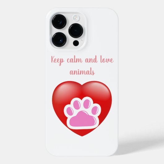Coque Pour Pour iPhone 14 Pro Max keep calm and love animals phrase (Verso)