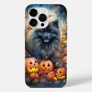 Coque Pour Pour iPhone 14 Pro Max Keeshond d'Halloween avec citrouilles effrayantes