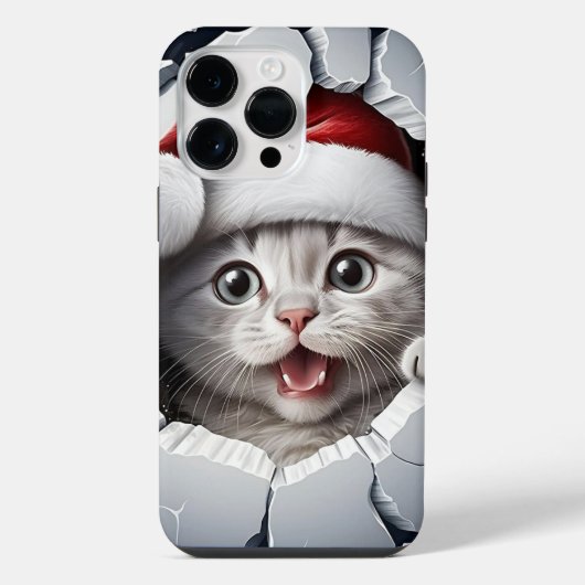 Coque Pour Pour iPhone 14 Pro Max Kitty de Noël 3D (Verso)