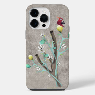 Coque Pour Pour iPhone 14 Pro Max LEMON LIME Arbre blanc fleurissant peint art gris