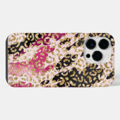 Coque Pour Pour iPhone 14 Pro Max Léopard d'or rose noire (Verso Horizontal)