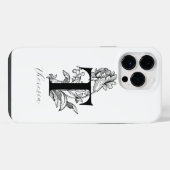 Coque Pour Pour iPhone 14 Pro Max Lettre botanique monogramme T nom (Verso Horizontal)