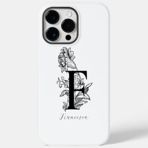 Coque Pour Pour iPhone 14 Pro Max Lettre F Monogramme Floral Botanique Nom